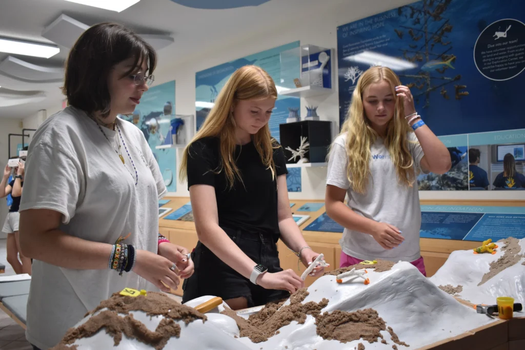 Students learning about coral outplanting