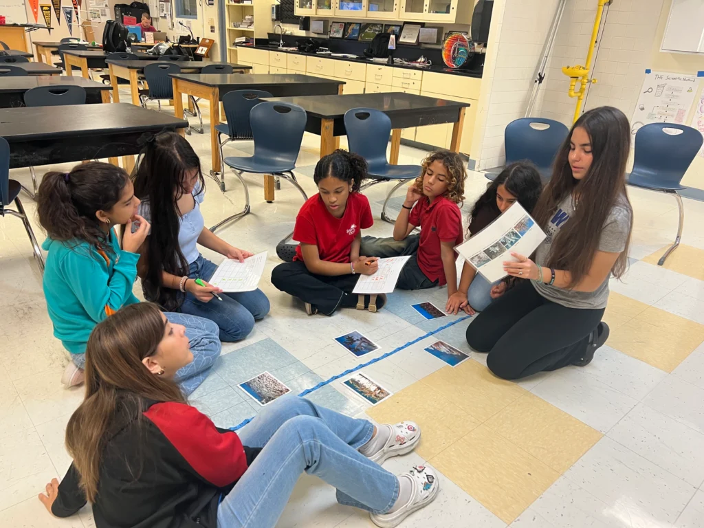 Eighth grade students from Marathon Middle High School engaging in the Coral Monitoring station.