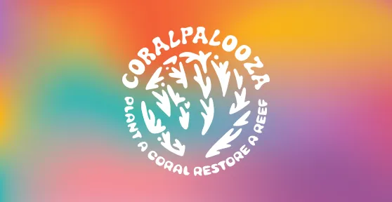 Coralpalooza event logo on a tie dye background